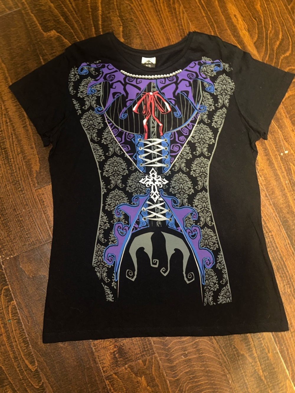 Hot topic CORSET Gothic Vampire Shirt womens Cosplay Tee Black Goth Grunge XL